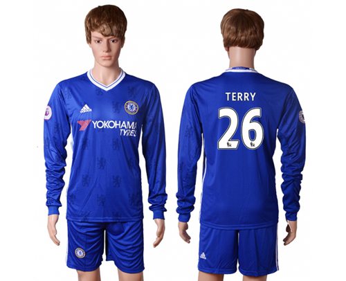 Chelsea #26 Terry Home Long Sleeves Soccer Club Jersey - Click Image to Close